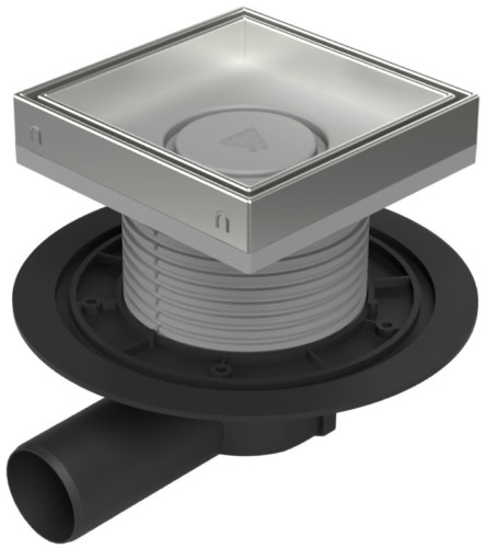 Floor drain with side outlet D50, stainless steel frame, grid CERAMICS