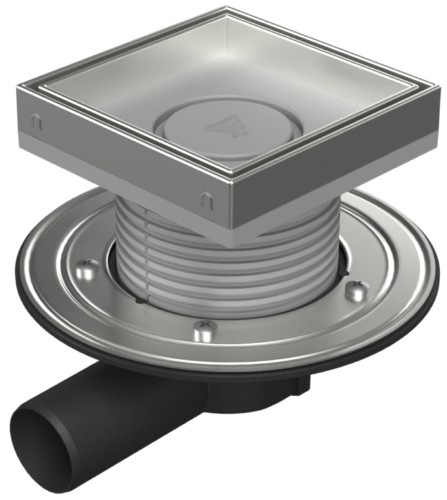 Floor drain with side outlet D50, stainless steel flange, frame, grid CERAMICS