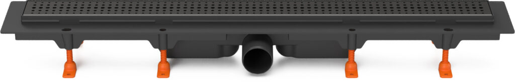 Linear. floor drain black, side outlet D50, 1050 mm, Basic grid black