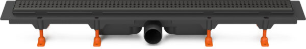 Linear. floor drain black, side outlet D50, 1050 mm, Basic grid black