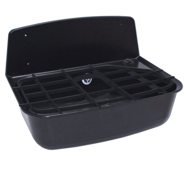 Plastic sink with grate and siphon - black