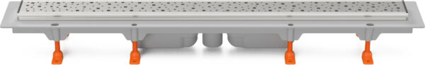 Linear. floor drain with stainless steel frame, 1050 mm, bottom outlet, D 40, Square grid matt