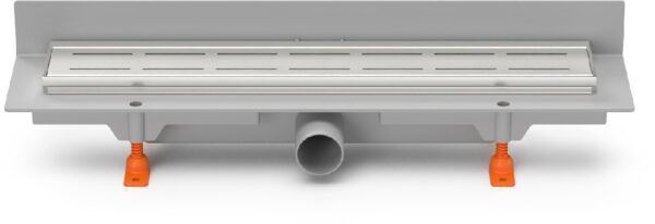 Linear. floor drain with  SS frame to wall side outlet D40, 350 mm, Line grid gloss