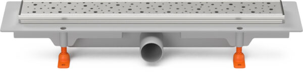 Linear. floor drain with stainless steel frame side outlet, D40, 450 mm, Drops grid gloss