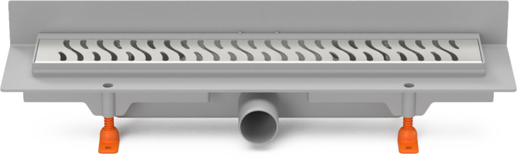 Linear. floor drain to wall, side outlet, D40, 450 mm, Harmony grid matt