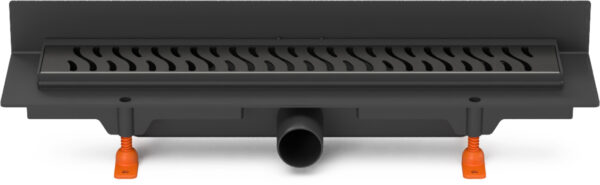Linear. floor drain to wall black side outlet, D40, 450 mm, Harmony grid black