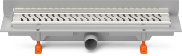 Linear. floor drain with  SS frame to wall side outlet D40, 450 mm, Harmony grid matt