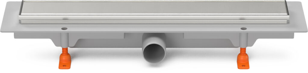 Linear floor drain with stainless steel frame side outlet D40, 450 mm, Klasik grid matt