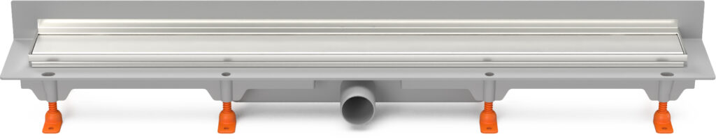 Linear floor drain with SS frame to wall side outlet D40, 450 mm, Klasik grid matt