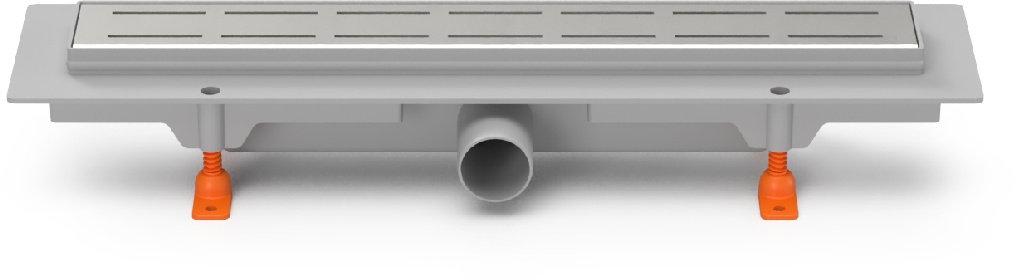 Linear. floor drain side outlet, D40, 450 mm, Line grid gloss