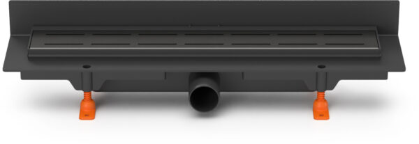 Linear. floor drain to wall black side outlet, D40, 450 mm, Line grid black