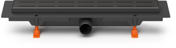 Linear. floor drain black side outlet, D40, 450 mm,line grid gloss