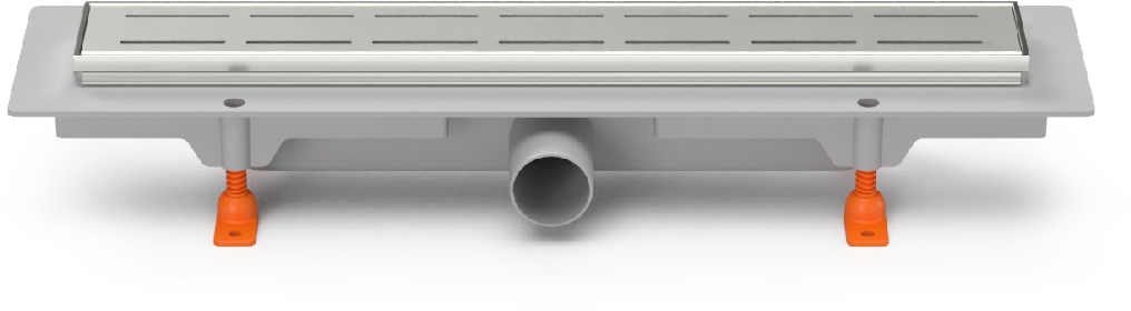 Linear. floor drain with stainless steel frame side outlet, D40, 450 mm, Line grid matt