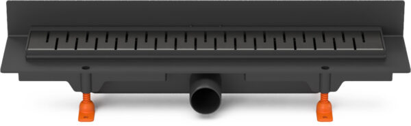 Linear. floor drain to wall black side outlet, D40, 450 mm, Medium grid black