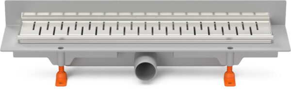 Linear. floor drain with SS frame to wall side outlet D40, 450 mm, Medium grid matt