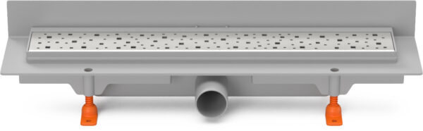 Linear. floor drain to wall side outlet, D40, 450 mm, Square grid matt