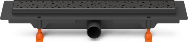 Linear. floor drain black side outlet, D40, 450 mm, Square grid black
