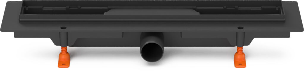 Linear floor drain black, side outlet D40, 650 mm, without grid