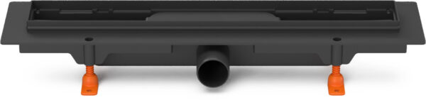 Linear floor drain black, side outlet D40, 650 mm, without grid