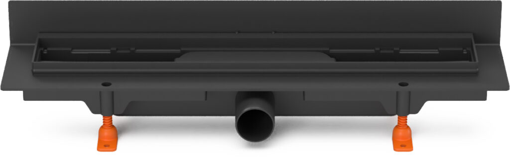 Linear. floor drain to wall black without grid D40, side outlet D40, 450 mm