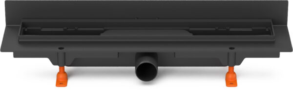Linear. floor drain to wall black without grid D40, side outlet D40, 450 mm