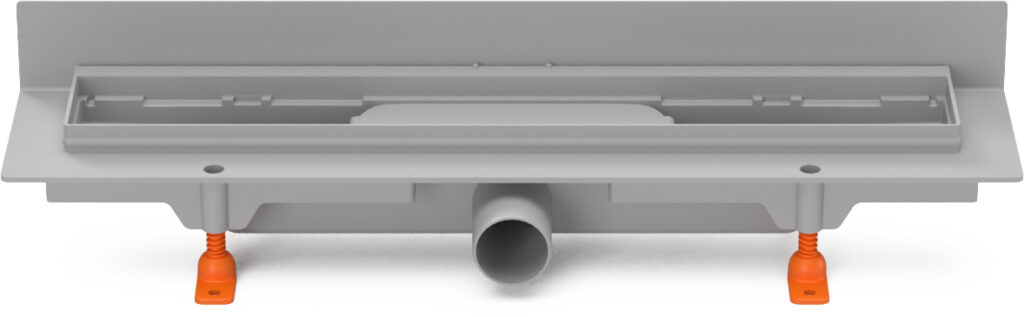 Linear. floor drain to wall without grid D40, side outlet D40, 450 mm