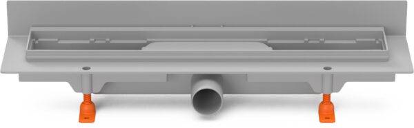 Linear. floor drain to wall without grid D40, side outlet D40, 450 mm