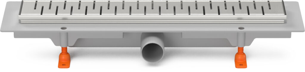 Linear. floor drain with stainless steel frame side outlet, D40, 550 mm, Medium grid gloss