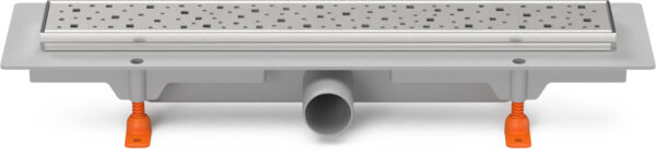 Linear. floor drain with stainless steel frame side outlet, D40, 550 mm, Square grid gloss