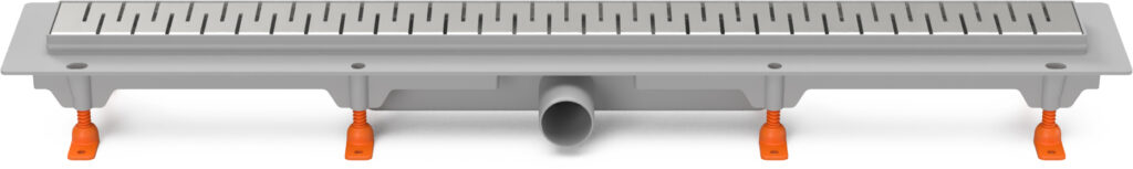 Linear. floor drain side outlet, D40, 650 mm, Medium grid gloss