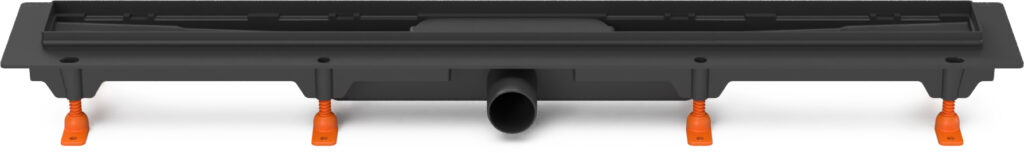 Linear floor drain black, side outlet D40, 650 mm, without grid