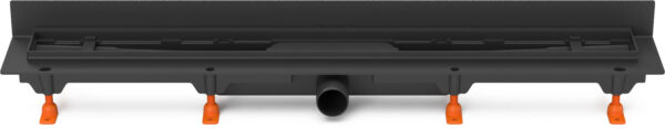 Linear. floor drain to wall black without grid, side outlet D40, 650 mm