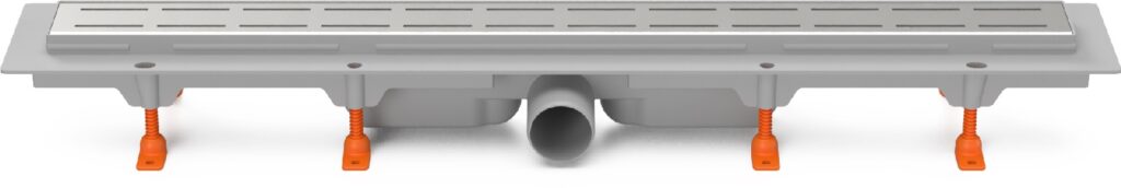Linear. floor drain, side outlet D50, 650 mm, Line grid gloss