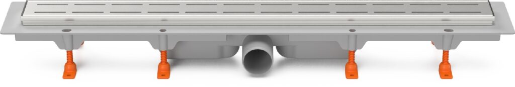 Linear. floor drain with stainless steel frame, side outlet D50, 650 mm, Line grid matt