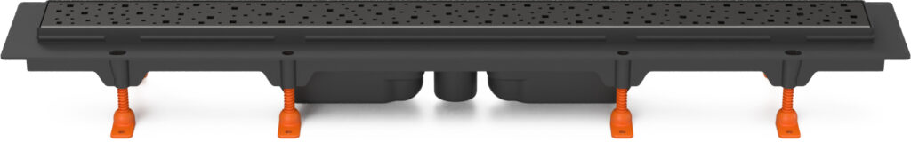 Linear floor drain black, bottom outlet D40, 650 mm, Square grid black