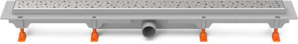 Linear. floor drain side outlet, D40, 750 mm, Square grid gloss