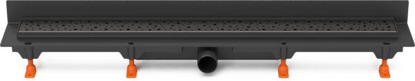 Linear. floor drain to wall black side outlet, D40, 750 mm, Square grid black