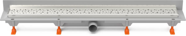 Linear. floor drain with SS frame to wall side outlet D40, 750 mm, Square grid matt