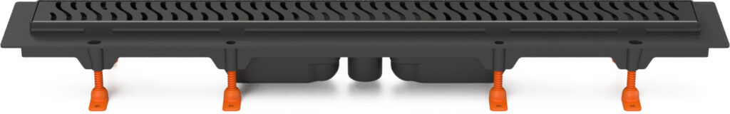 Linear floor drain black, bottom outlet D40, 750 mm, Harmony grid black