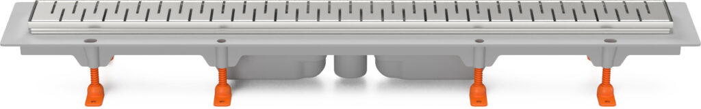 Linear. floor drain with stainless steel frame, 750 mm, bottom outlet, D 40, Medium grid matt