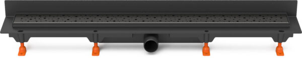 Linear. floor drain to wall black side outlet, D40, 850 mm, Drops grid black