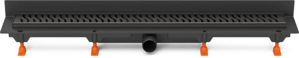 Linear. floor drain to wall black side outlet, D40, 850 mm, Harmony grid black