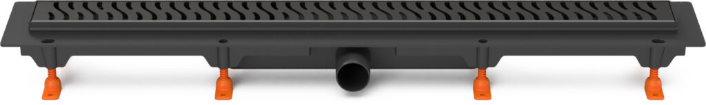Linear floor drain black, side outlet D40, 850 mm, harmony grid black