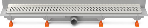 Linear. floor drain with  SS frame to wall side outlet D40, 850 mm, Harmony grid matt