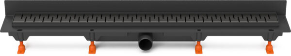 Linear. floor drain to wall black side outlet, D40, 850 mm, Medium grid black