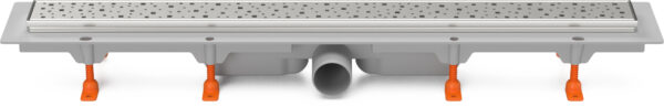 Linear. floor drain with stainless steel frame, side outlet D50, 850 mm, Square grid gloss