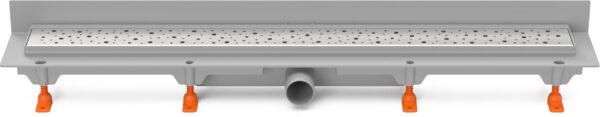 Linear. floor drain to wall side outlet, D40, 950 mm, Drops grid gloss