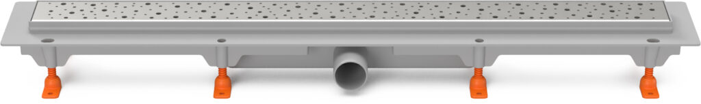 Linear. floor drain side outlet, D40, 950 mm, Drops grid gloss