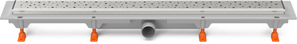 Linear. floor drain with stainless steel frame side outlet, D40, 950 mm, Drops grid gloss