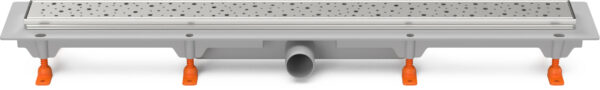 Linear. floor drain with stainless steel frame side outlet, D40, 950 mm, Drops grid gloss